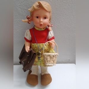 Vintage antique Goebel Germany doll molded hair rubber head felt shoes